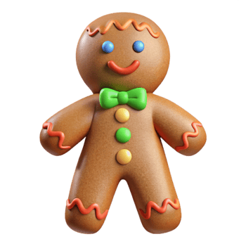 impressive classic Gingerbread Man with Icing Decorations Isolated png