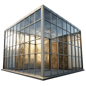 elegant artistic Glass and Metal Facade Detail Transparent Background genuine png