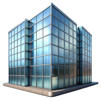 elegant abstract Glass Building Facade Reflective Surface Isolated authentic png