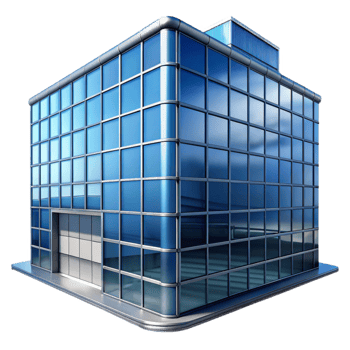 serene minimalist Glass Building Reflection Cutout Isolated professional png