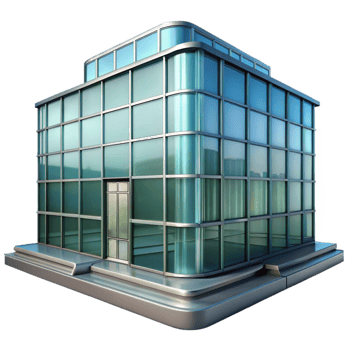 impressive contemporary Glass Building Reflection Cutout Isolated png
