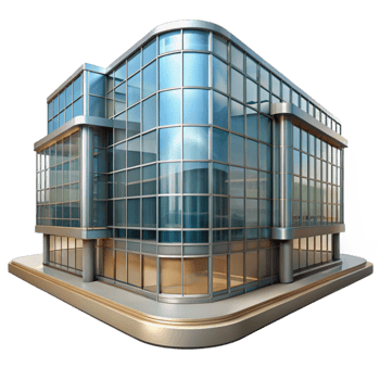vibrant artistic Glass Building Reflection Street Scene Transparent Element professional png