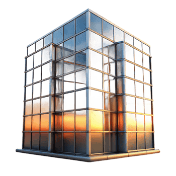 magnificent contemporary Glass Building Reflection Sunset Hues Transparent Element authentic png