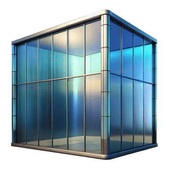 beautiful minimalist Glass Curtain Wall Reflection Isolated Element png