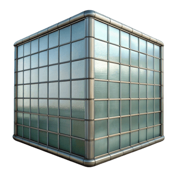 serene minimalist Glass Curtain Wall with Grid Pattern Isolated original png