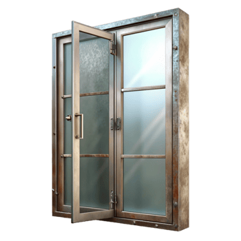 Glass Door with Metal Frame Transparent png