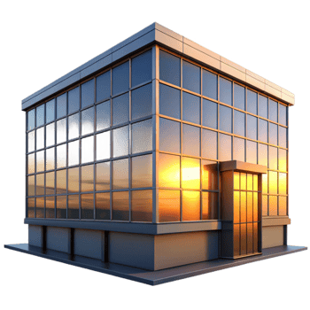 extraordinary minimalist Glass Facade Building at Sunset Transparent premium png