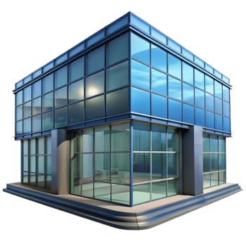 stunning artistic Glass Facade Building with Reflections Transparent professional png
