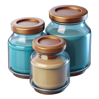 dramatic modern Glass Food Storage Jars Set Isolated Cutout genuine png