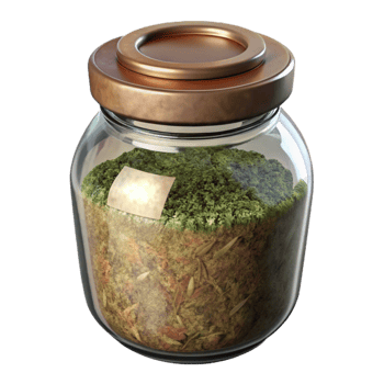dramatic traditional Glass Jar of Herbs Dried Leaves Transparent Background detailed png