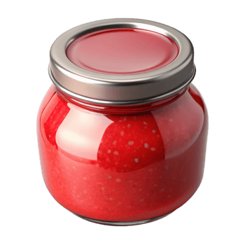 wonderful contemporary Glass Jar of Homemade Jam Bright Red Transparent Background professional png