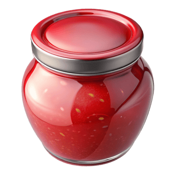 wonderful traditional Glass Jar of Homemade Jam Bright Red Transparent Background high resolution png