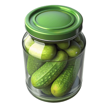 Glass Jar of Pickles with Dill Transparent Background png