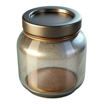 beautiful abstract Glass Jar with Metal Lid Isolated Transparent Background high resolution png