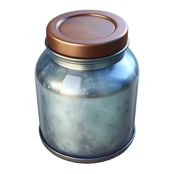 elegant artistic Glass Jar with Metal Lid Isolated Transparent Background high quality png