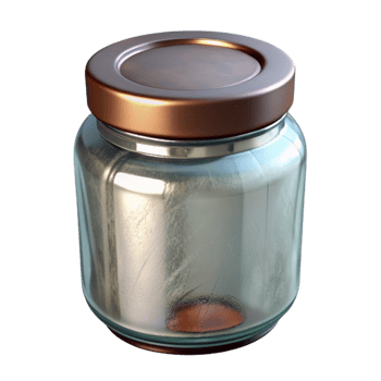 beautiful abstract Glass Jar with Metal Lid Isolated Transparent Background detailed png