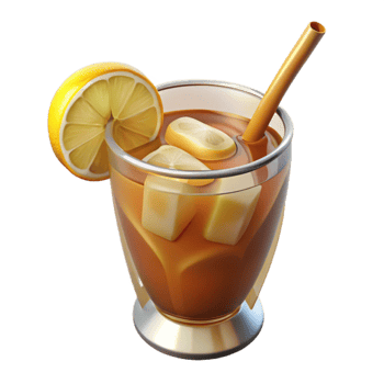 vibrant contemporary Glass of Iced Tea with Lemon Wedge Isolated genuine png