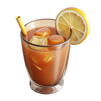 elegant modern Glass of Iced Tea with Lemon Wedge Isolated high resolution png