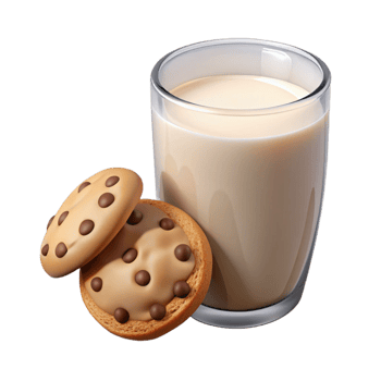 magnificent artistic Glass of Milk with Cookies Isolated original png