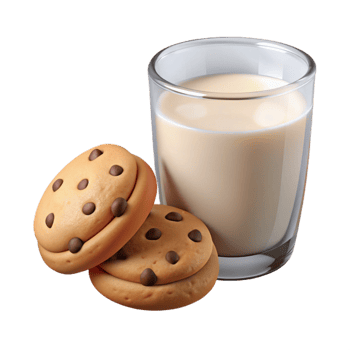 stunning vintage Glass of Milk with Cookies Isolated exclusive png