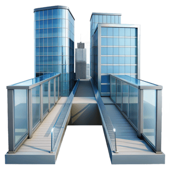vibrant contemporary Glass Skybridge Between Buildings Transparent detailed png
