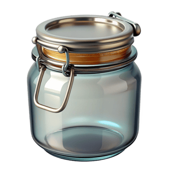 stunning minimalist Glass Storage Jar with Metal Clamp Lid Transparent Background genuine png
