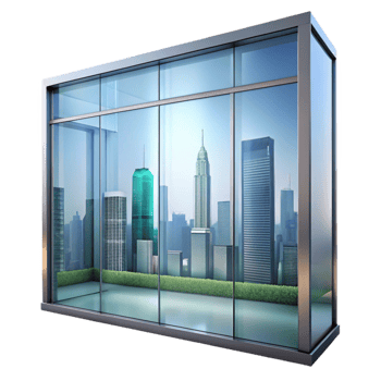 beautiful rustic Glass Wall with City View Transparent high resolution png