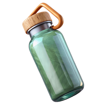 serene abstract Glass Water Bottle with Bamboo Lid Transparent Background genuine png
