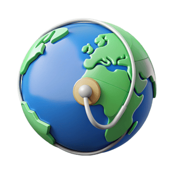 Global Health Icon with World Map Transparent png
