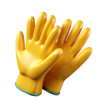 elegant contemporary Gloves Rubber Yellow Isolated authentic png