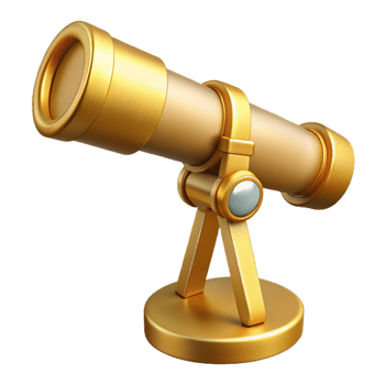 vibrant creative Gold Telescope Side View Transparent Background professional png