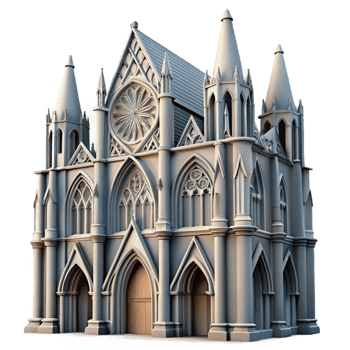 serene creative Gothic Cathedral Facade Illuminated Cutout Element genuine png