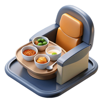 vibrant minimalist Gourmet Meal on Airplane Tray Table Cutout detailed png