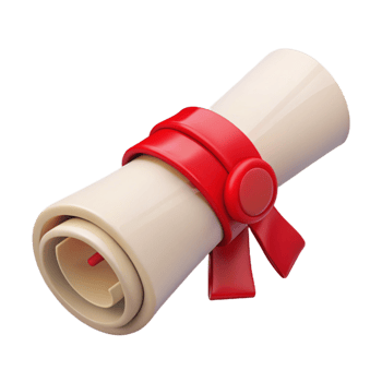 dramatic modern Graduation Diploma Scroll with Red Ribbon Isolated exclusive png