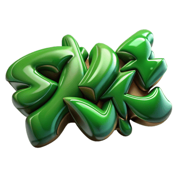 impressive contemporary Graffiti Wildstyle Letters Green Isolated detailed png