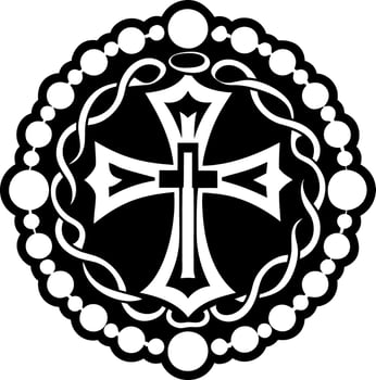 A glyph style icon of cross rosary symbol vector