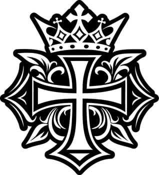 Crown cross symbol icon in glyph style vector