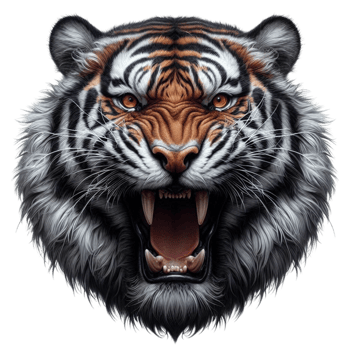 Fierce Tiger Face Roaring with Intensity png