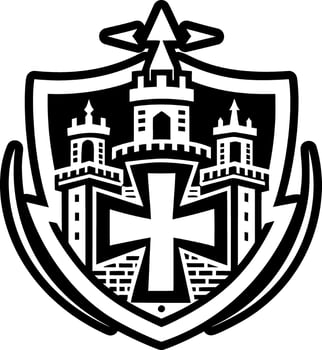 Knight templar fortress icon in glyph style vector