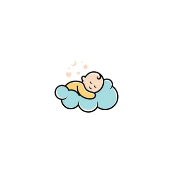 sleeping baby mascot logo, baby logo sleeping comfortably on the cloud, sweet dream illustration vector