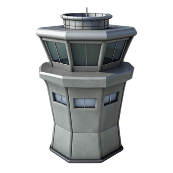 stunning artistic Gray Control Tower Side View Transparent Background Cutout genuine png