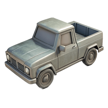 beautiful rustic Gray Pickup Truck Angled View Cutout high quality png