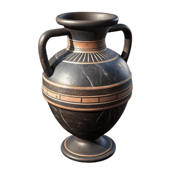 beautiful traditional Greek Amphora Black Glaze Decoration Transparent Background detailed png