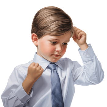 Kid boy wearing a Blue shirt and a blue tie isolated on transparent background png