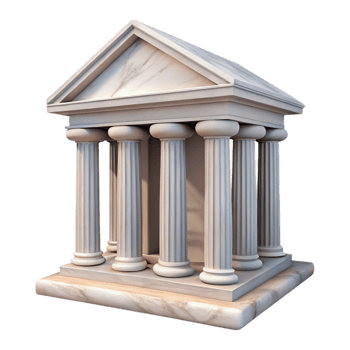 serene contemporary Greek Temple Marble Texture Front View Transparent Background detailed png