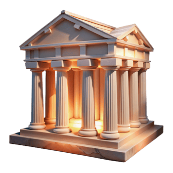 serene abstract Greek Temple Ruins Dramatic Lighting Transparent Background detailed png