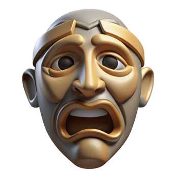 elegant traditional Greek Theatre Mask Tragic Expression Transparent authentic png
