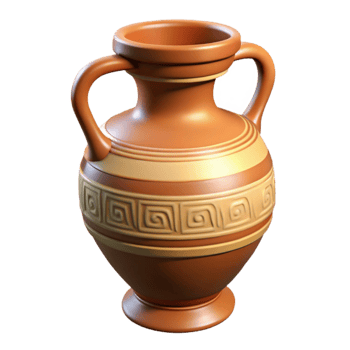 elegant minimalist Greek Vase Pottery Texture Side View Isolated authentic png