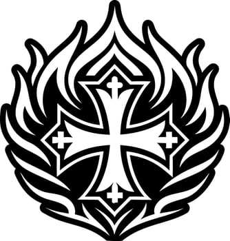Burning cross symbol icon in solid style vector