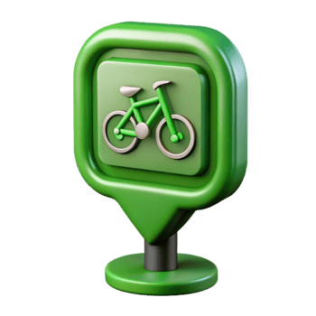 stunning minimalist Green Bike Sharing Station Sign Isolated premium png